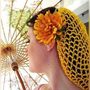 Golden Yellow Pinup Retro rockabilly Vintage Hair snood Hair Net